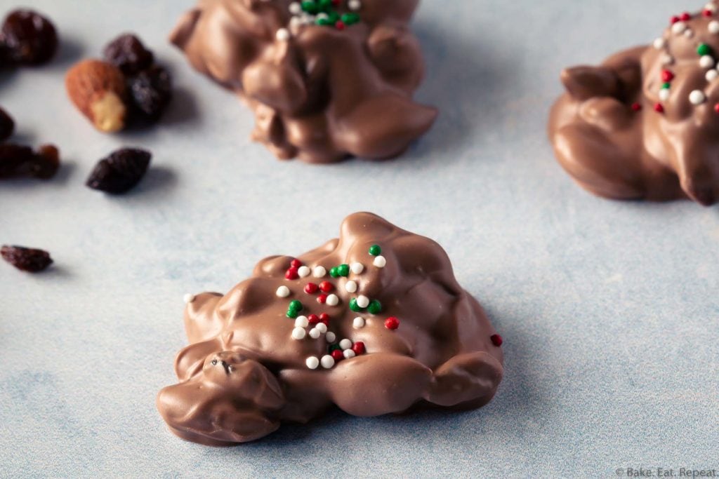 easy to make chocolate candy with almonds and raisins