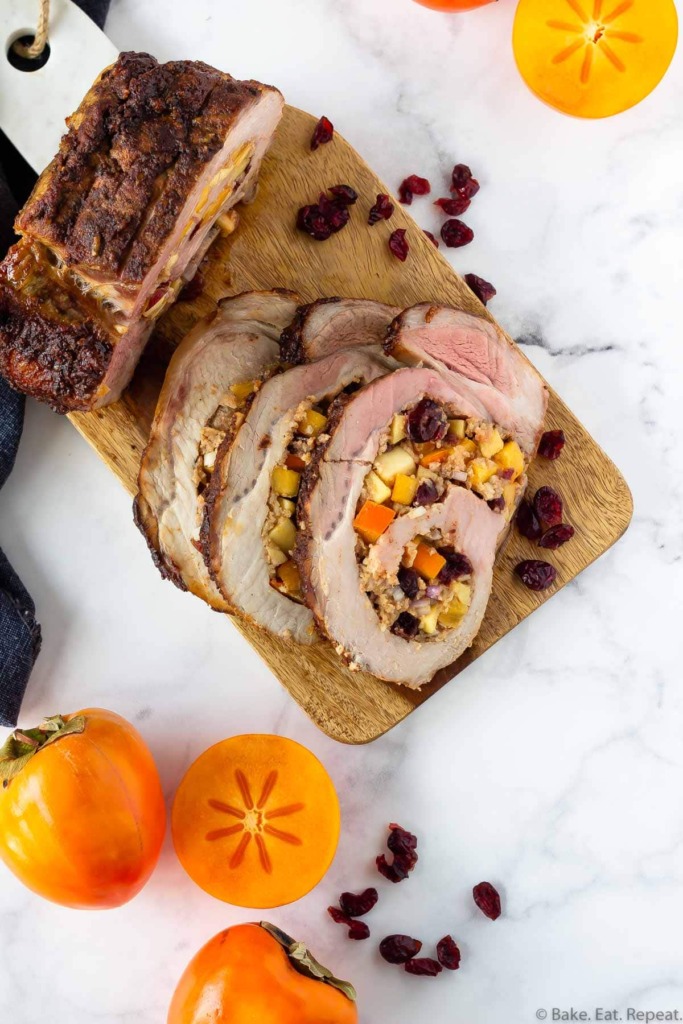 persimon cranberry and apple stuffed pork loin