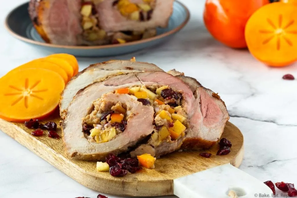 persimmon cranberry and apple stuffed pork loin