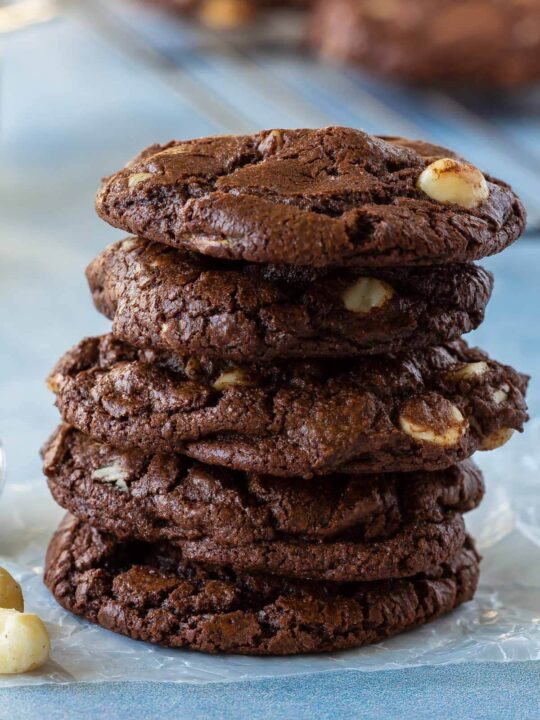 triple chocolate macadamia nut cookies