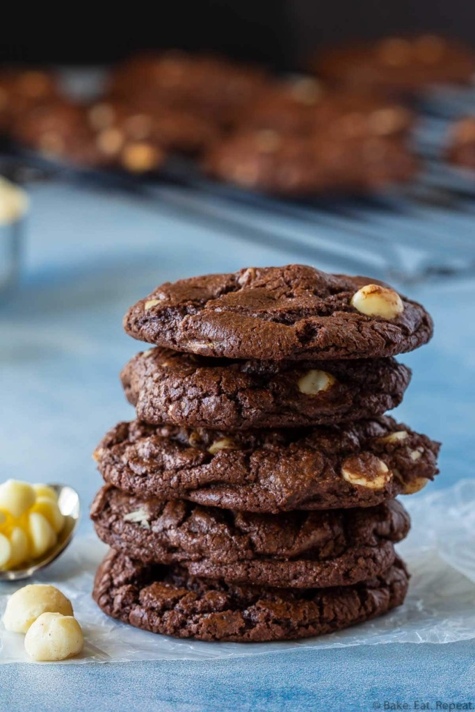 triple chocolate macadamia nut cookies