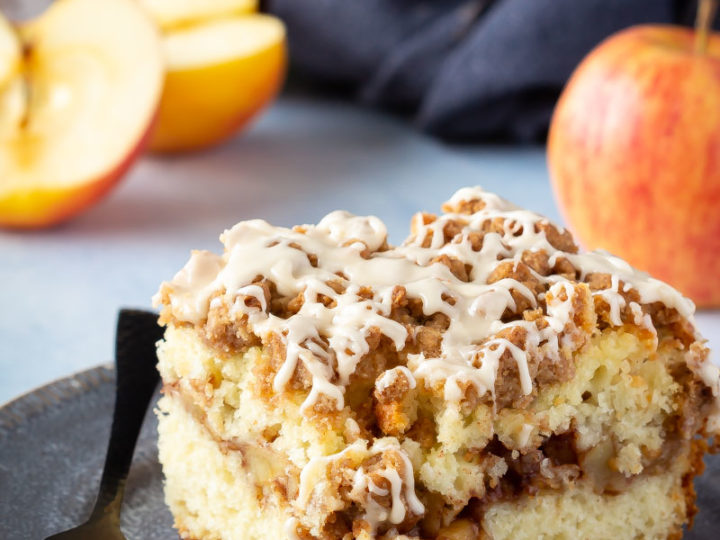 Grain Free Apple Coffee Cake with Caramel Sauce - Simple Roots