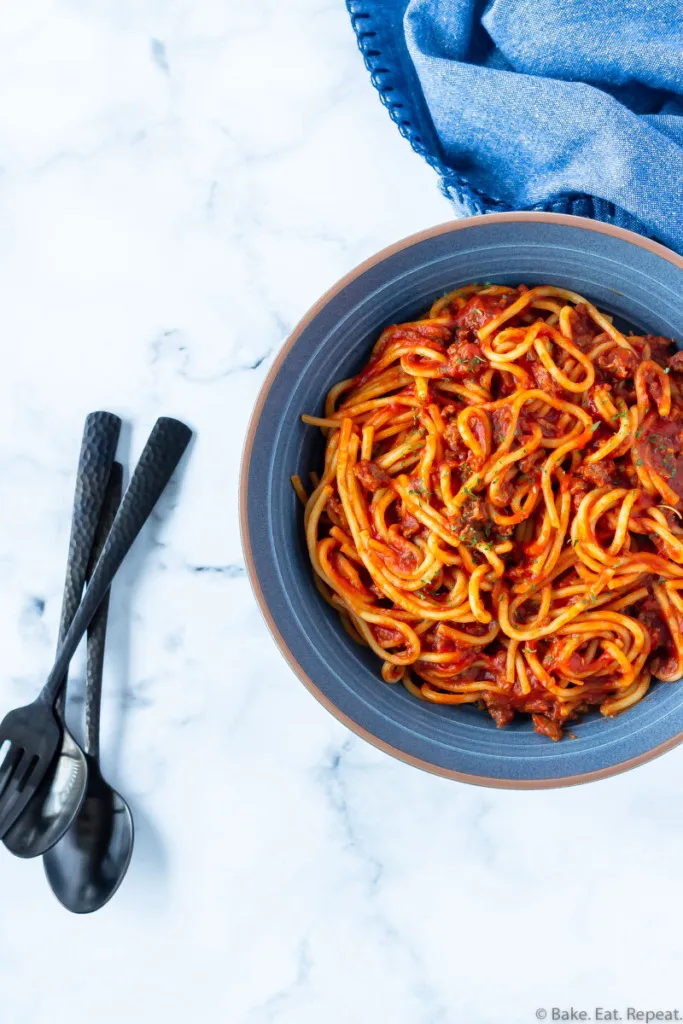 Instant Pot Spaghetti - Bake. Eat. Repeat.