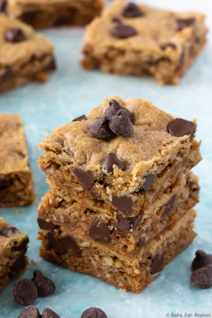Chocolate chip oatmeal peanut butter bars