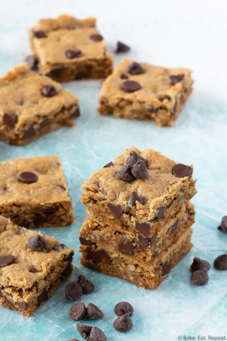 oatmeal peanut butter bars with chocolate chips
