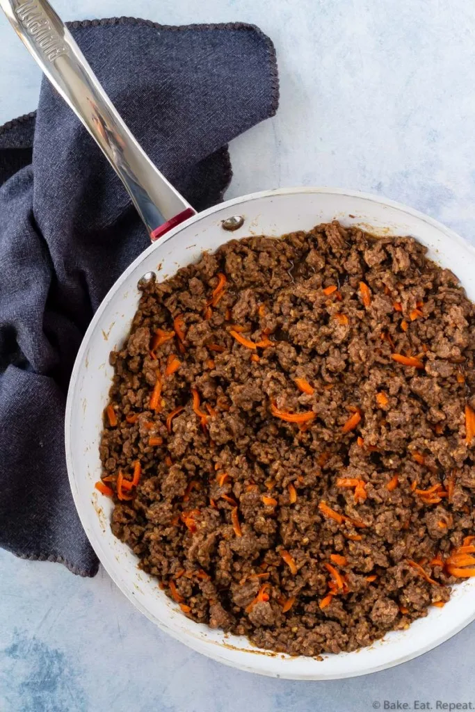 Korean beef in a skillet made in just 15 minutes.