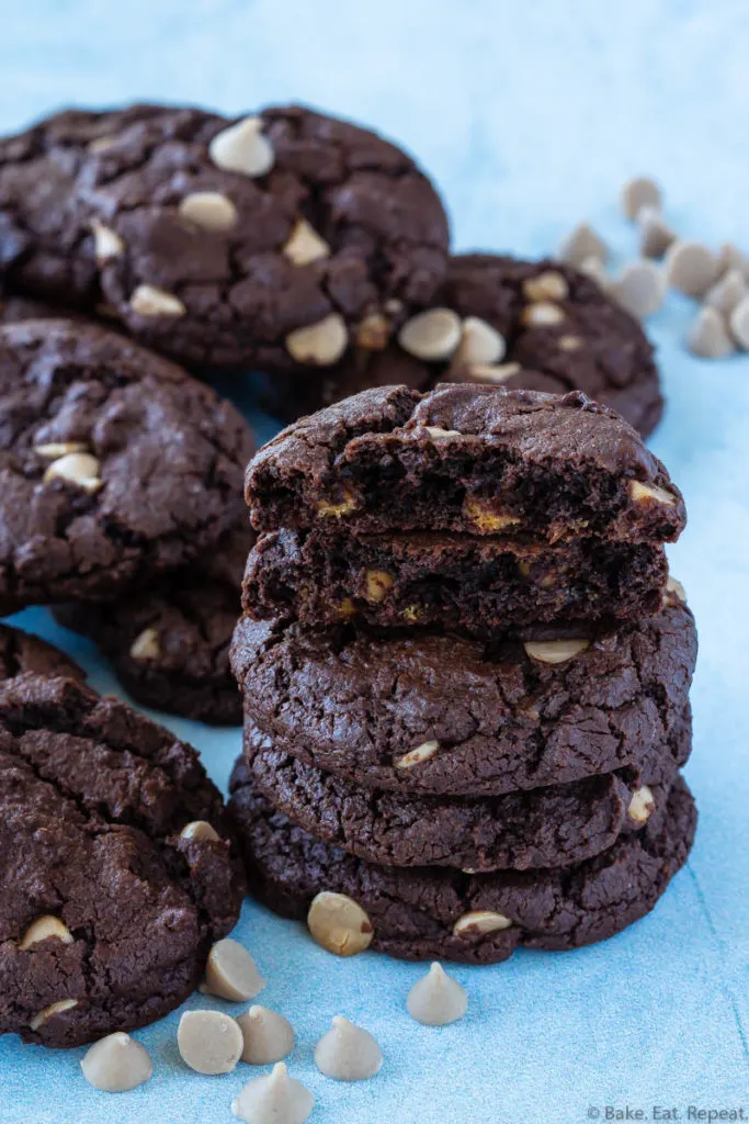 chocolate cookies with salted caramel chips