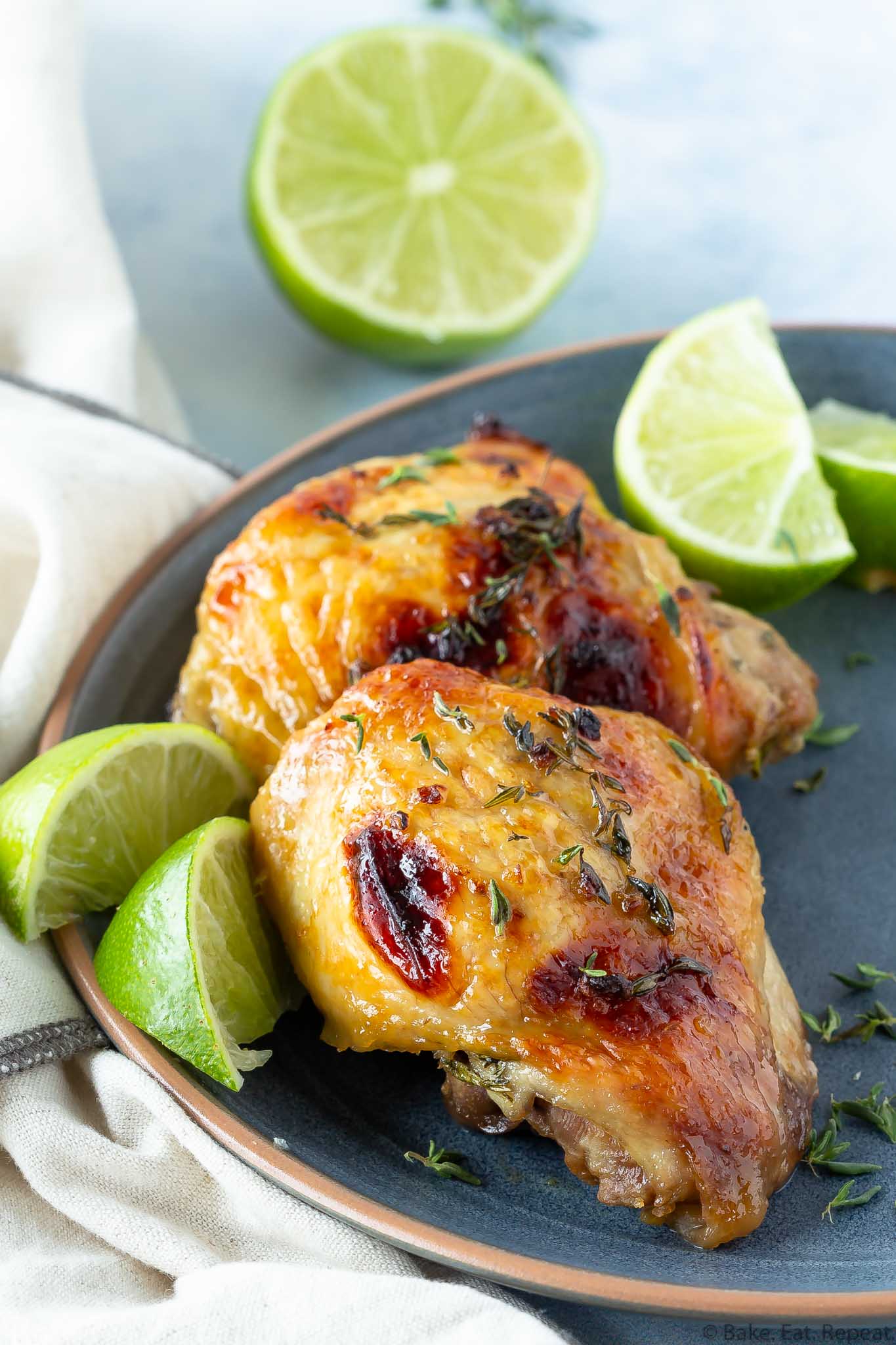 Honey Lime Baked Chicken Thighs - Bake. Eat. Repeat.