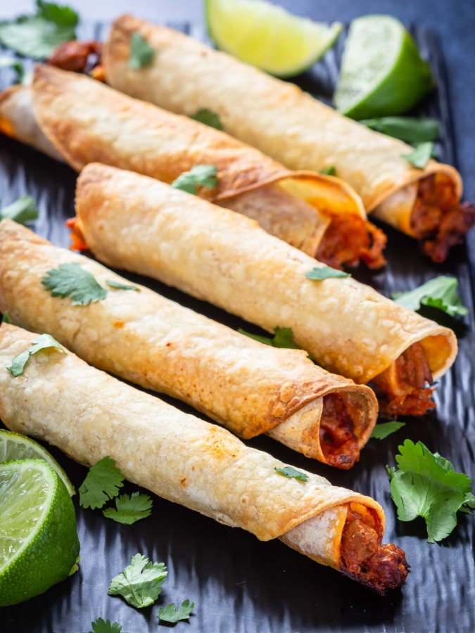 Crispy baked turkey taquitos