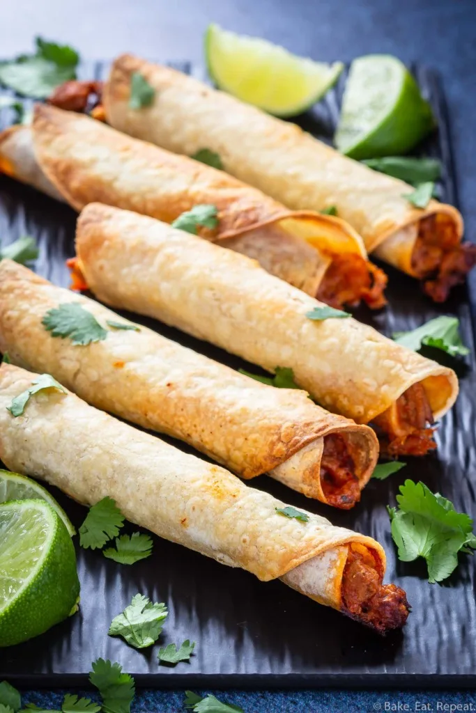 Crispy baked turkey taquitos