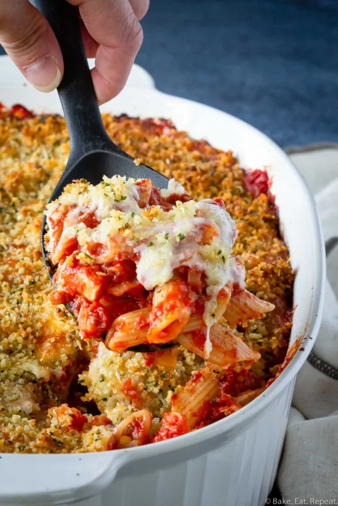 easy chicken parmesan pasta bake