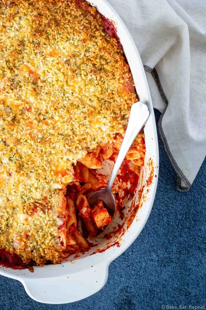 chicken parmesan pasta bake