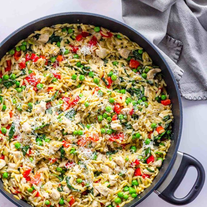 one pot lemon orzo with chicken and parmesan