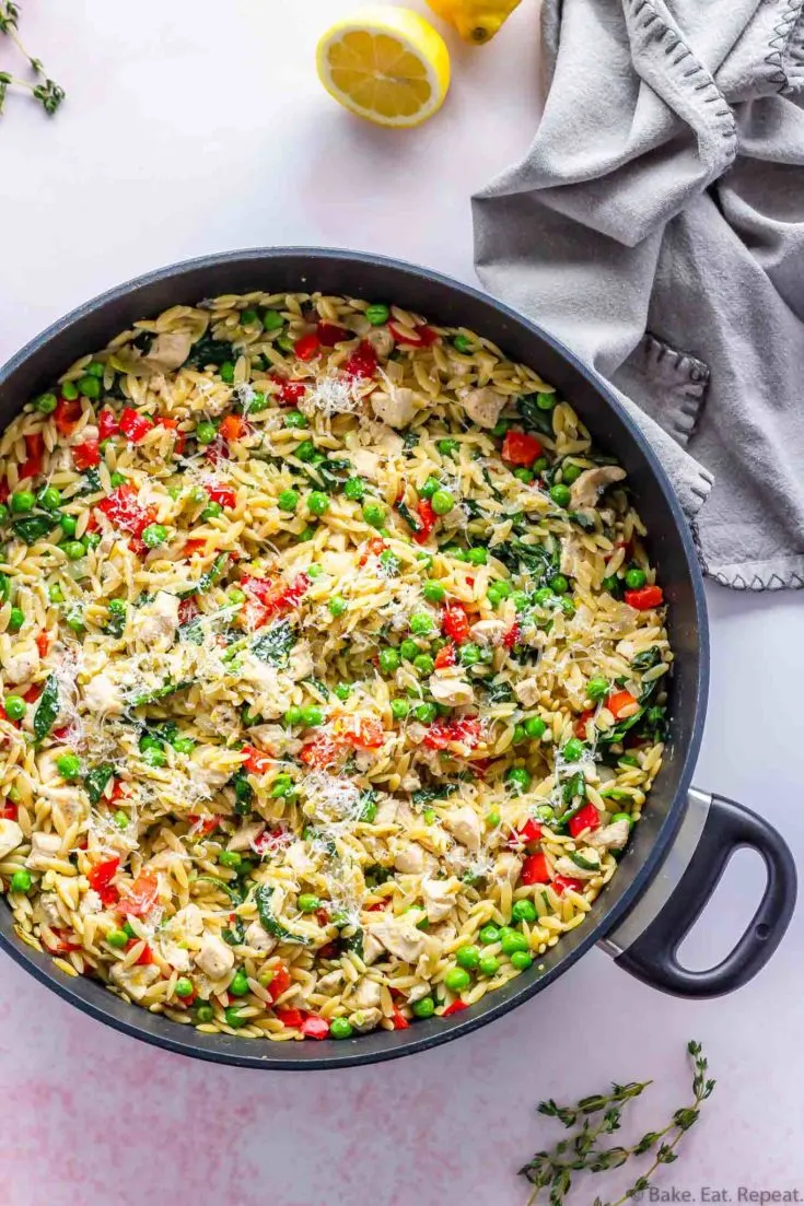 one pot lemon orzo with chicken and parmesan
