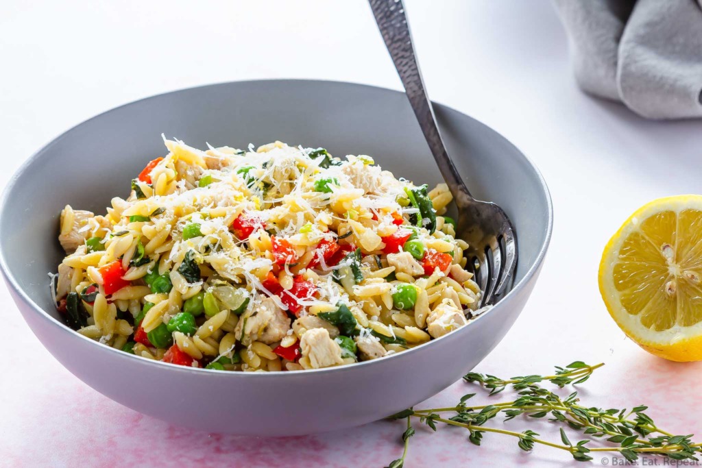 one pot lemon orzo with chicken and parmesan