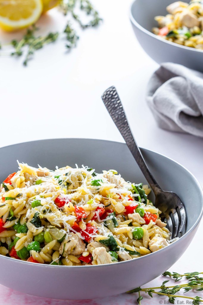 lemon orzo with chicken and parmesan made in one pot