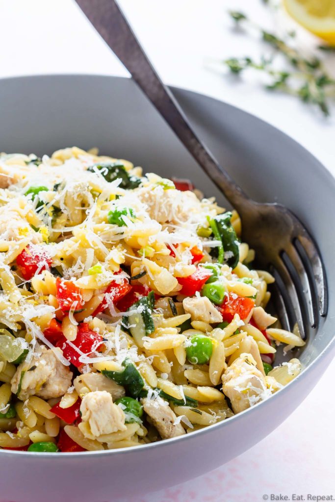 lemon one pot pasta with chicken and parmesan