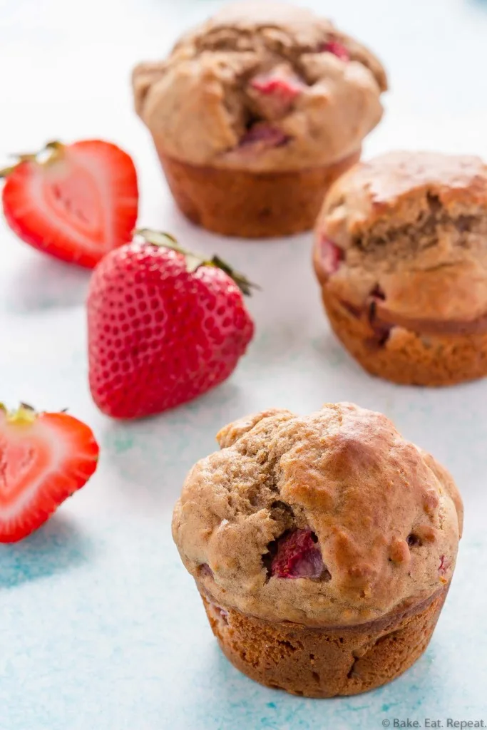 whole wheat strawberry banana muffins