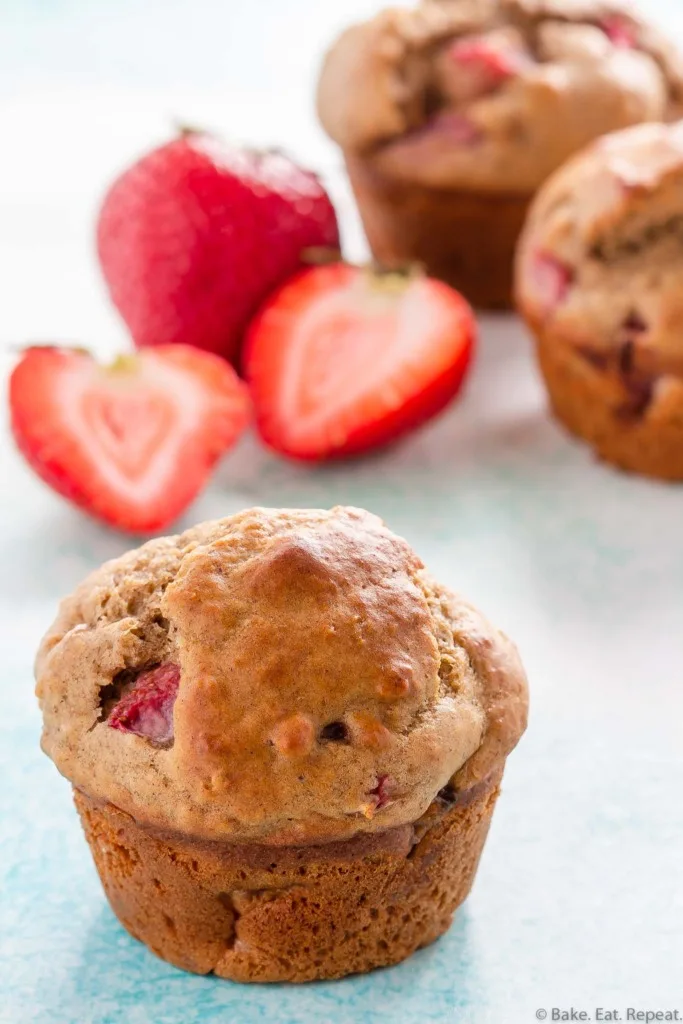 whole wheat strawberry banana muffins