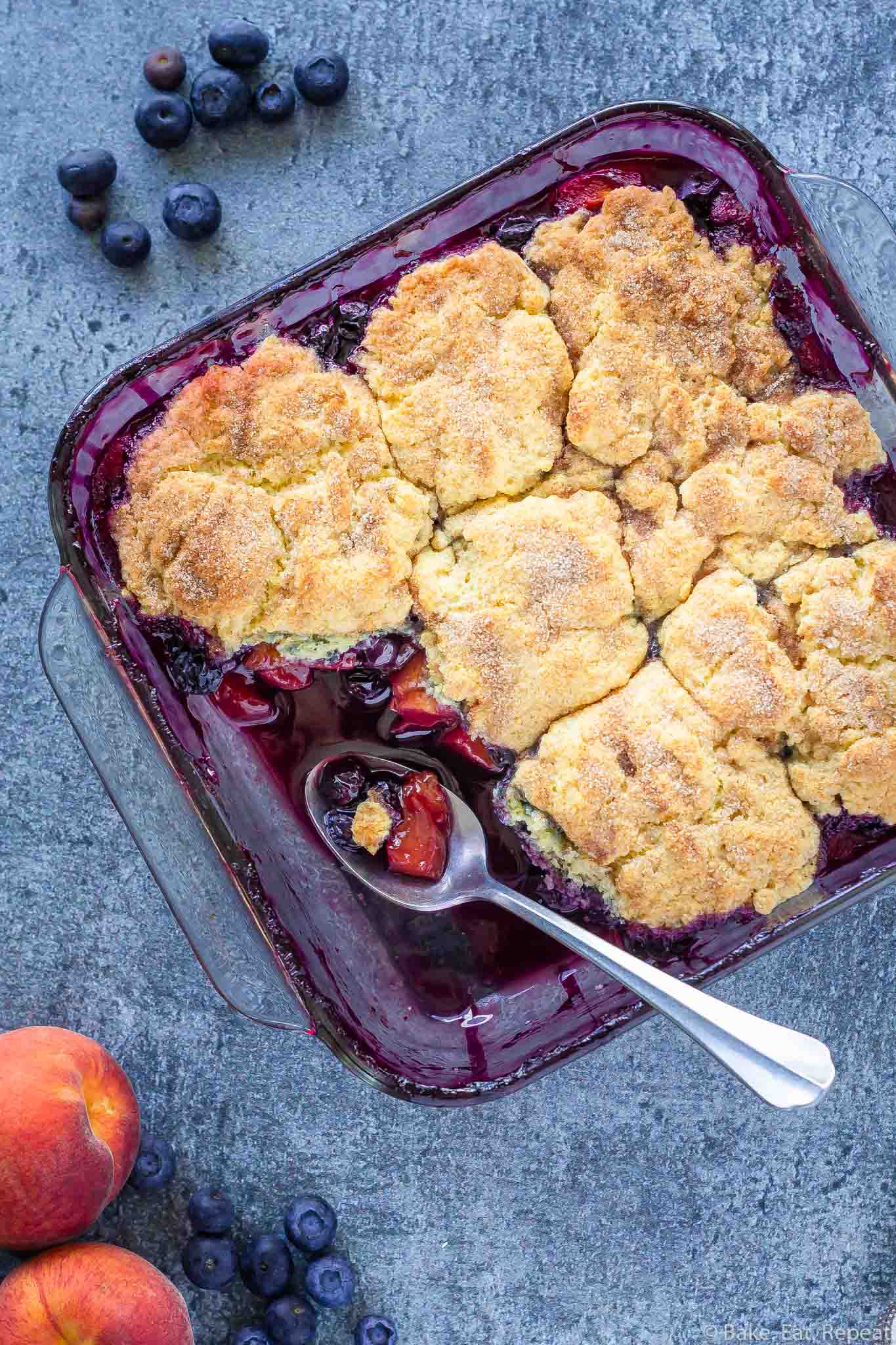 Blueberry Peach Cobbler - Bake. Eat. Repeat.