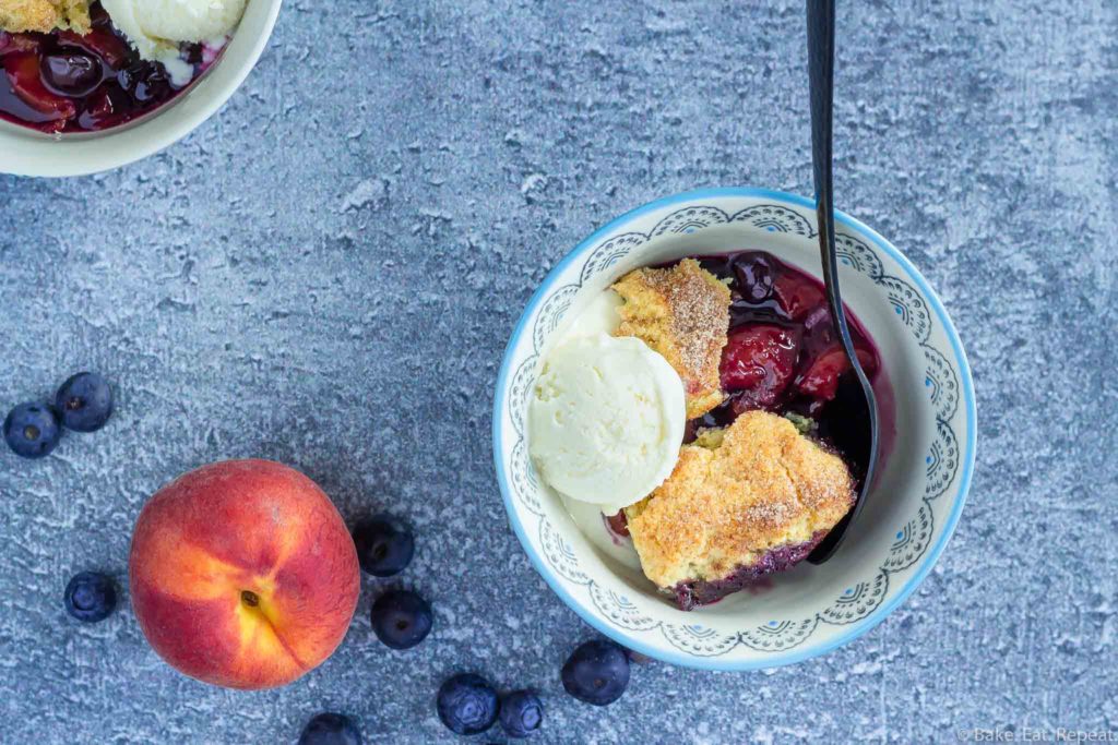 homemade cobbler recipe with peaches and blueberries