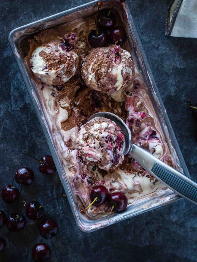 homemade chocolate cherry ice cream