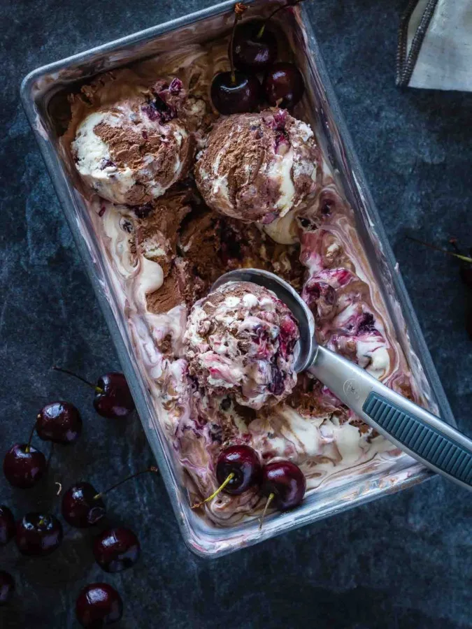 homemade chocolate cherry ice cream