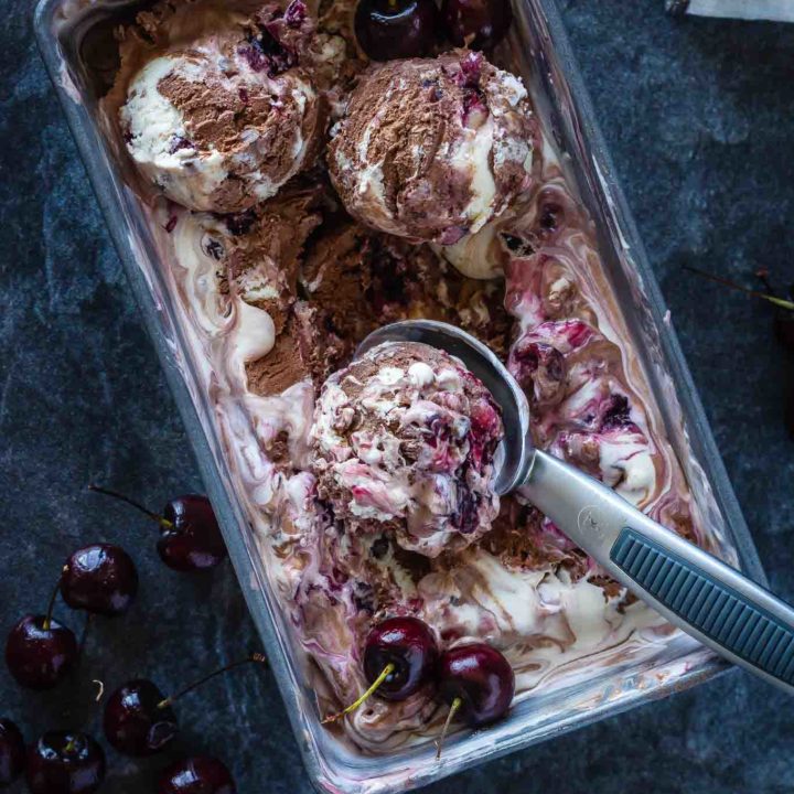 homemade chocolate cherry ice cream