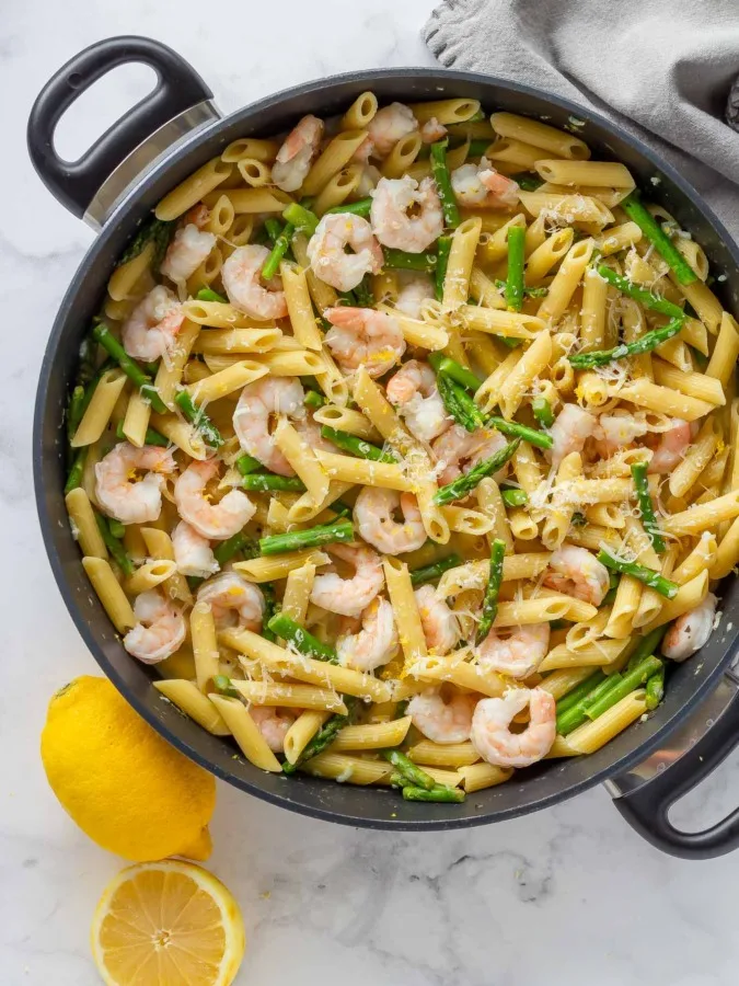 one pot lemon shrimp pasta