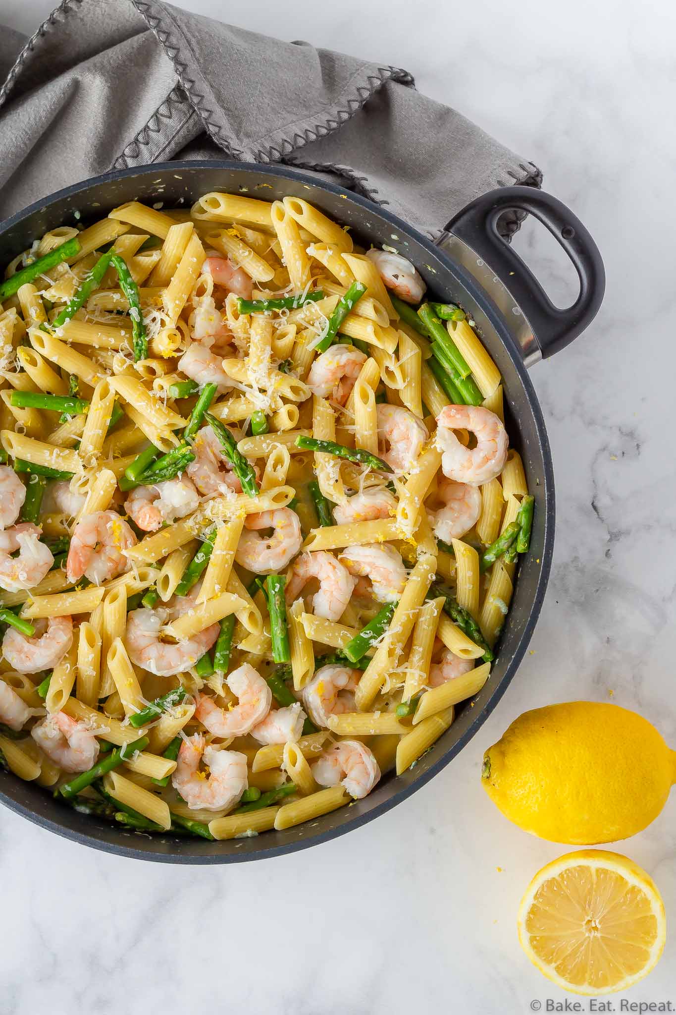 One Pot Lemon Shrimp Pasta - Bake. Eat. Repeat.