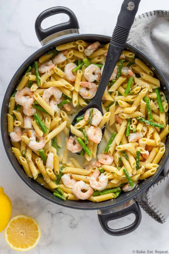 one pot lemon shrimp pasta