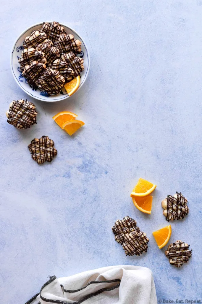 chocolate orange whipped shortbread cookies