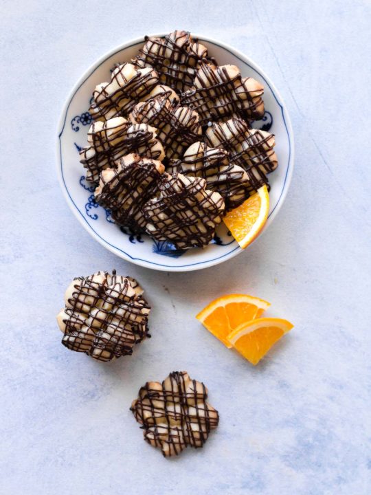 Chocolate Orange Whipped Shortbread Cookies