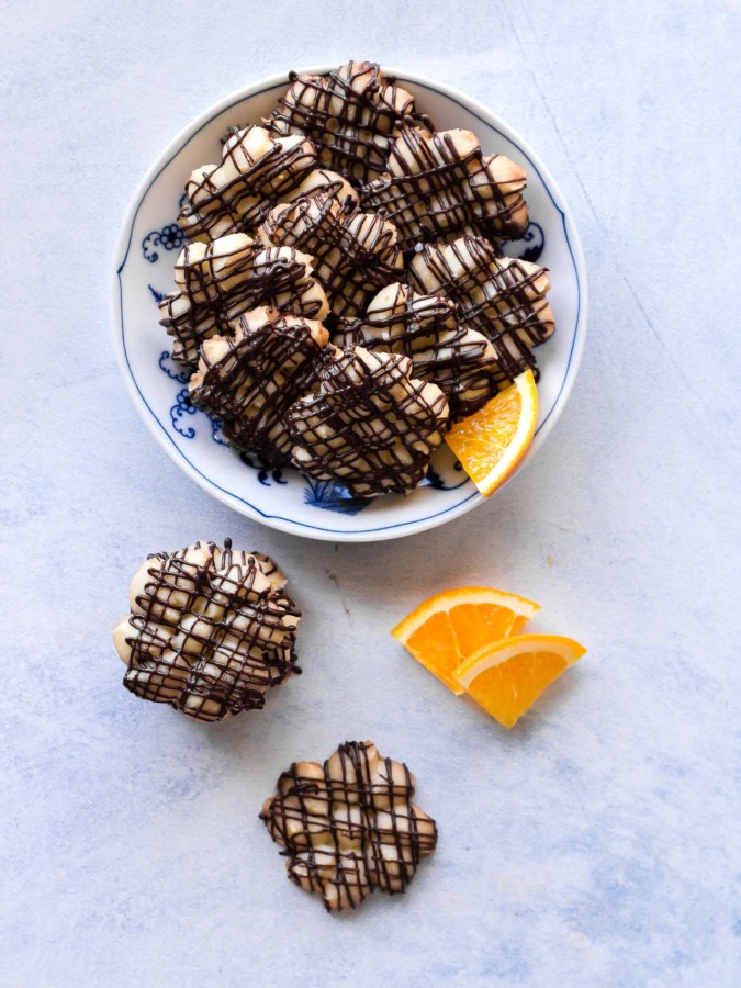 chocolate orange whipped shortbread cookies