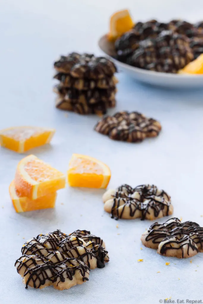 chocolate orange whipped shortbread cookies