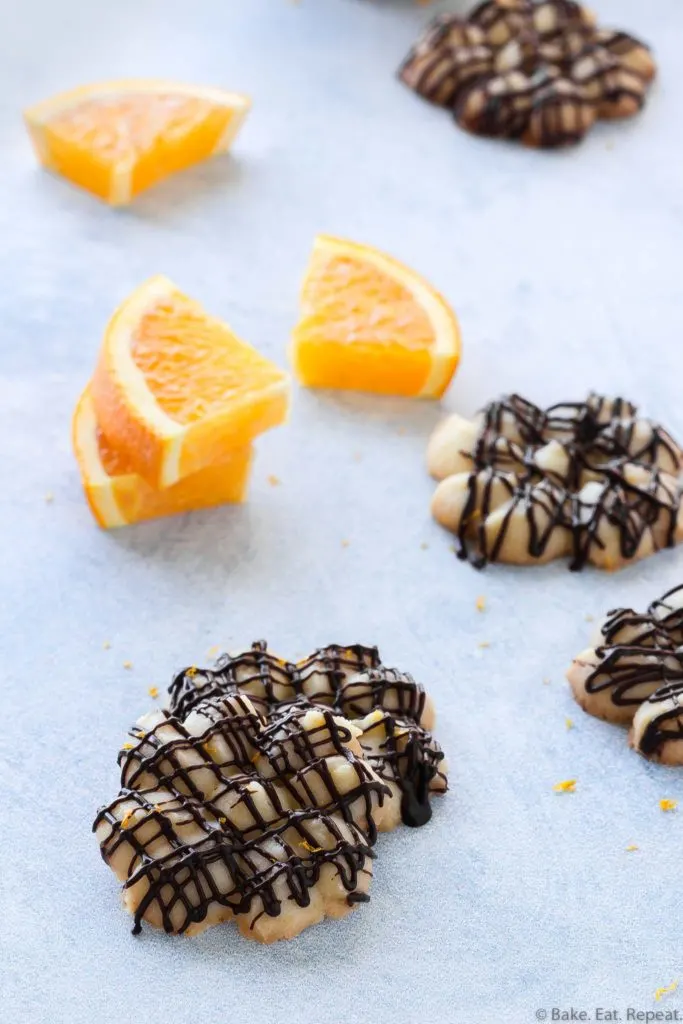 chocolate orange whipped shortbread cookies