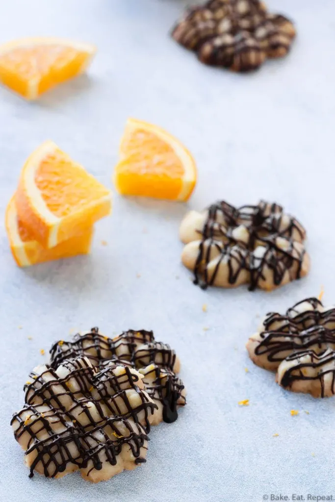 chocolate orange whipped shortbread cookies