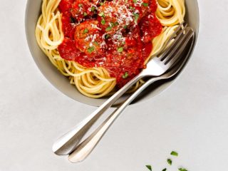 homemade italian meatballs and marinara sauce