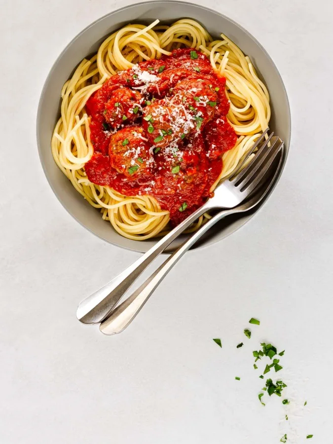 homemade italian meatballs and marinara sauce