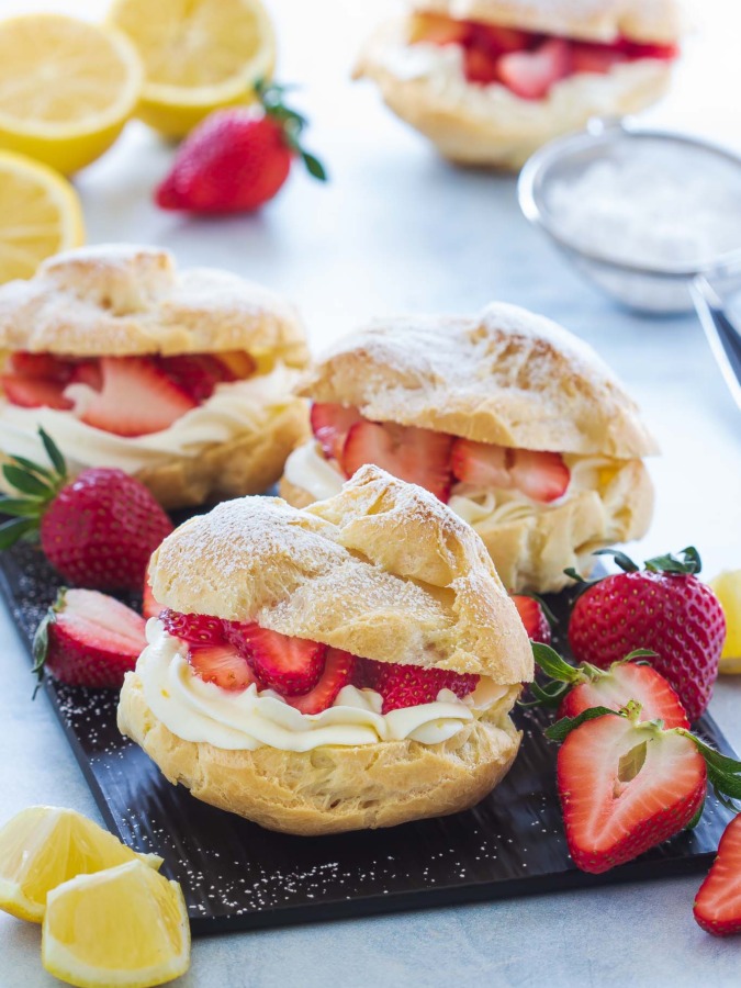 lemon strawberry cream puffs