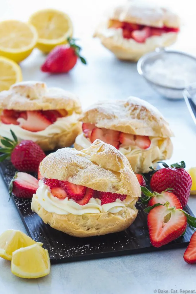 lemon strawberry cream puffs