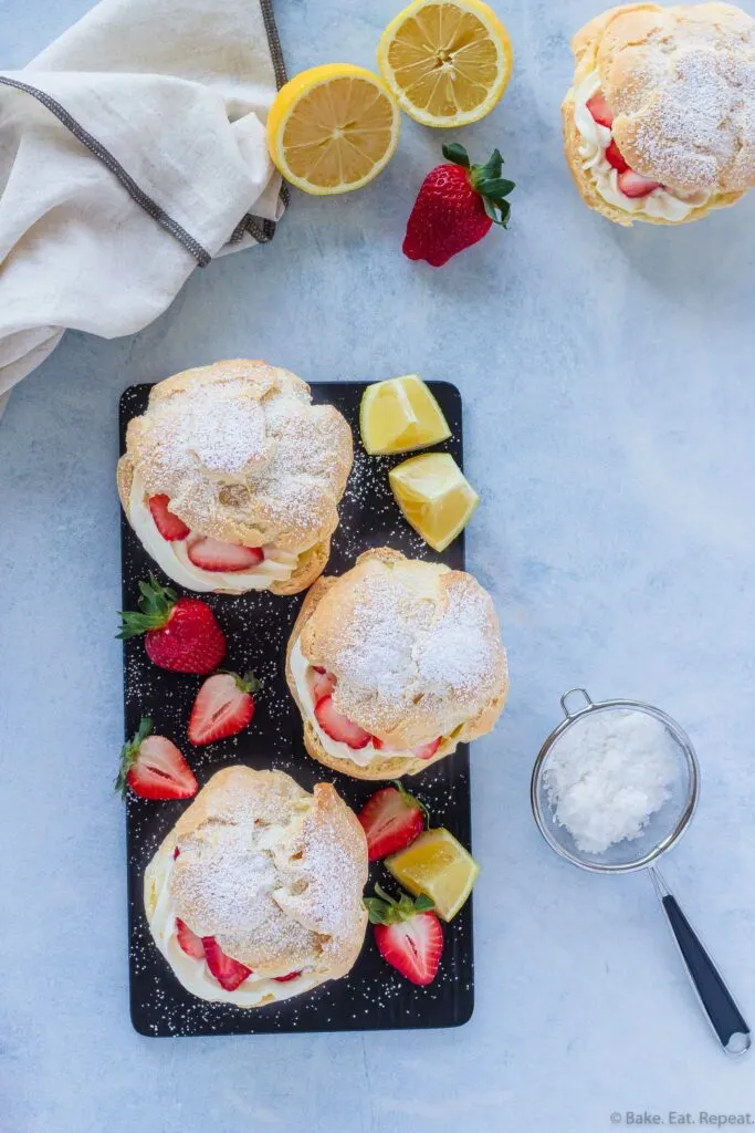 lemon strawberry cream puffs