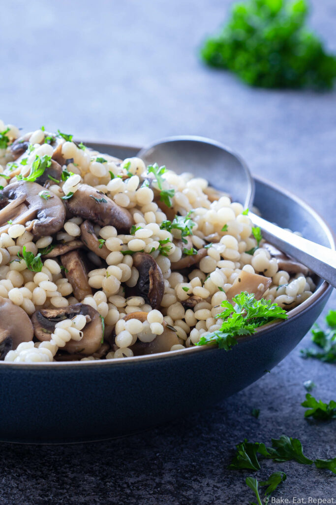 easy giant couscous with mushrooms
