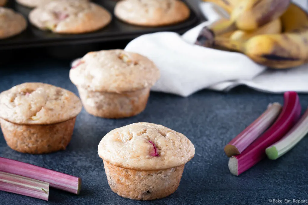 Healthy Banana Rhubarb Muffins - To Simply Inspire