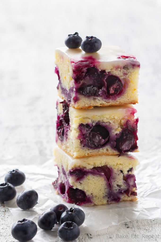 easy lemon blondies with blueberries