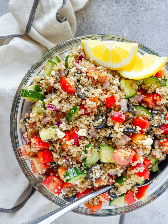 quick and easy Greek quinoa salad