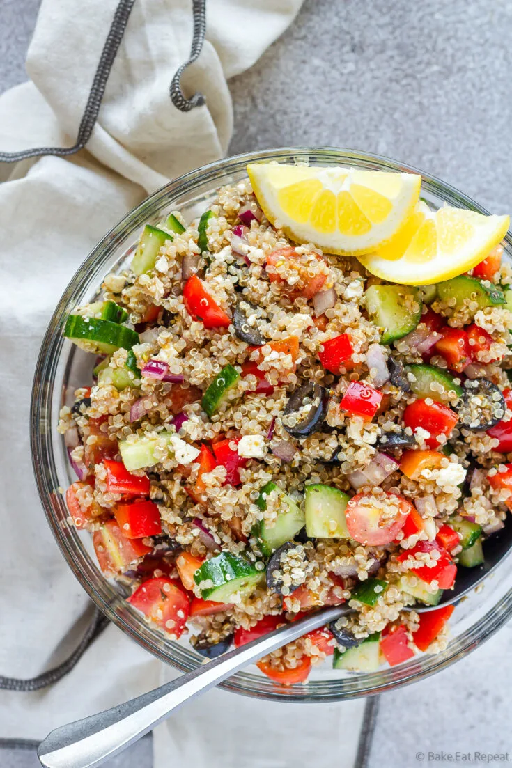 quick and easy Greek quinoa salad