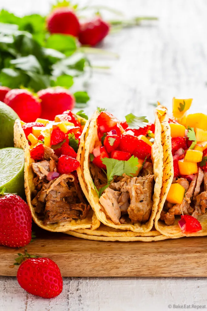 easy pork tacos with fruit salsa