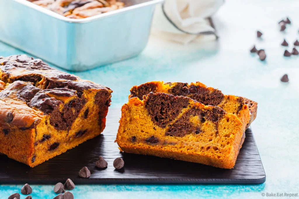 marbled chocolate pumpkin bread