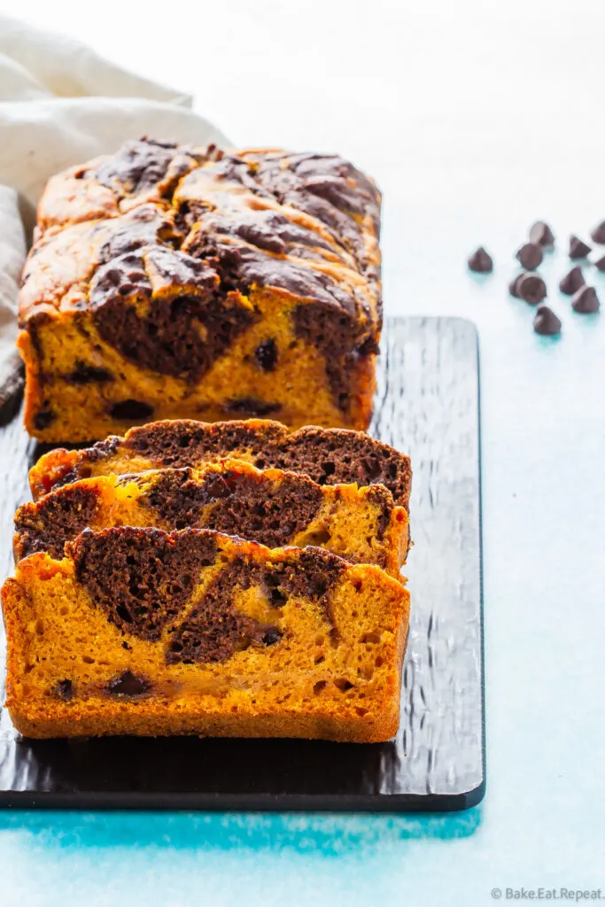 marbled chocolate pumpkin bread